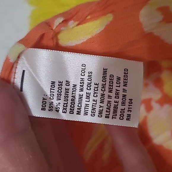 Crown & Ivy Beach Orange Pineapple Swim Coverup Featuring yellow tassels size XL - Picture 4 of 6